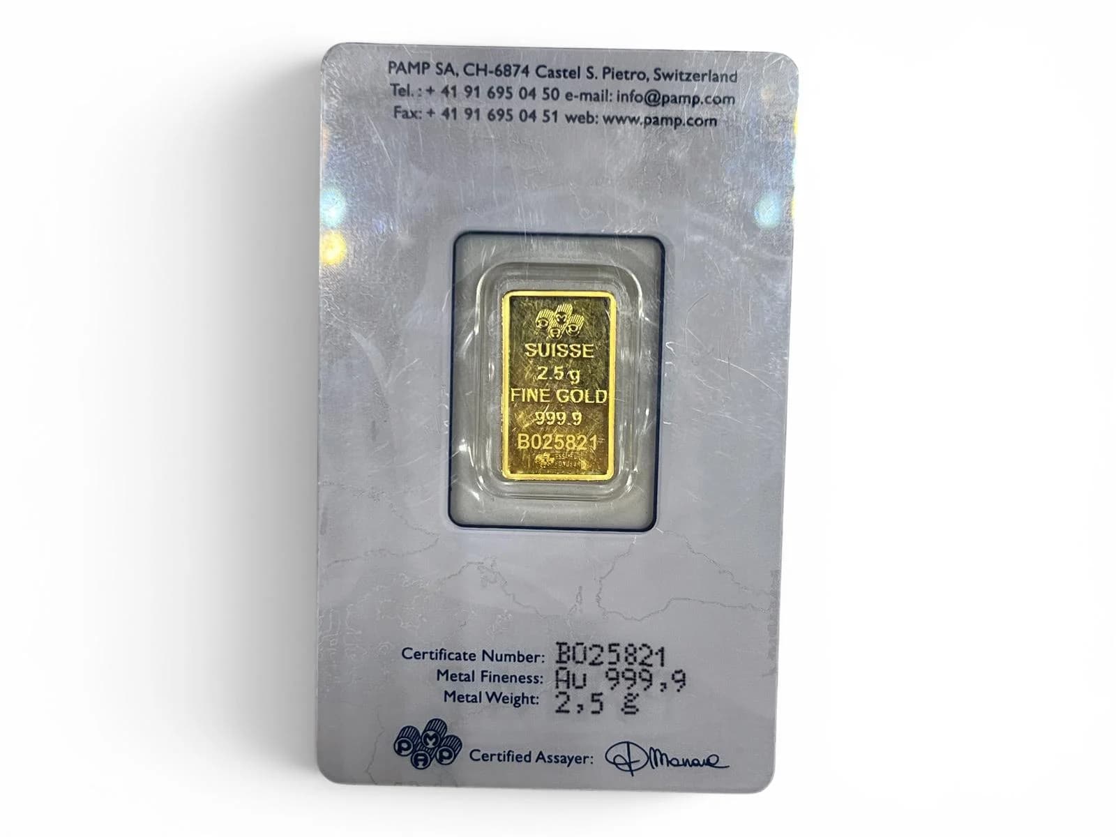 24K Guldtacka 2.5g — från sidan