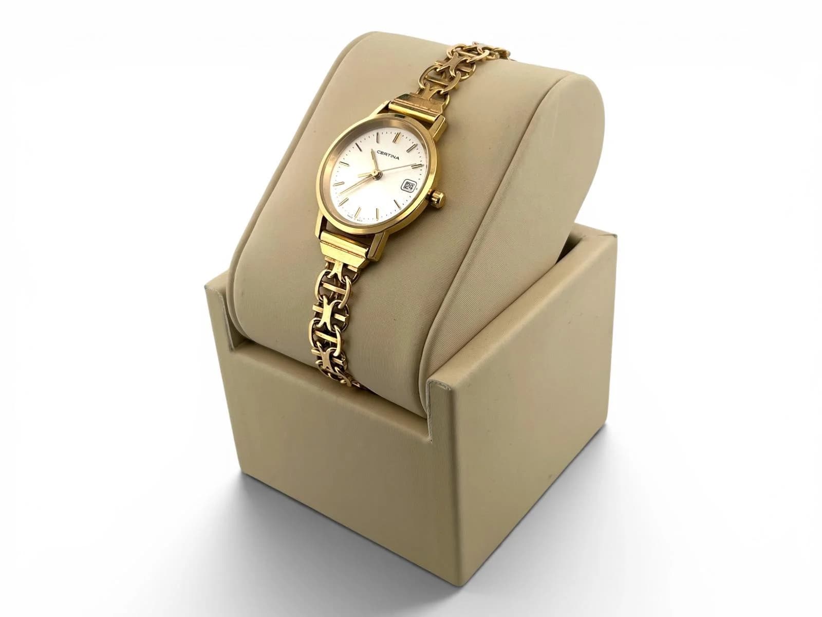 18k Certina klocka med x-länk armbandsur 27.0 gram — från sidan