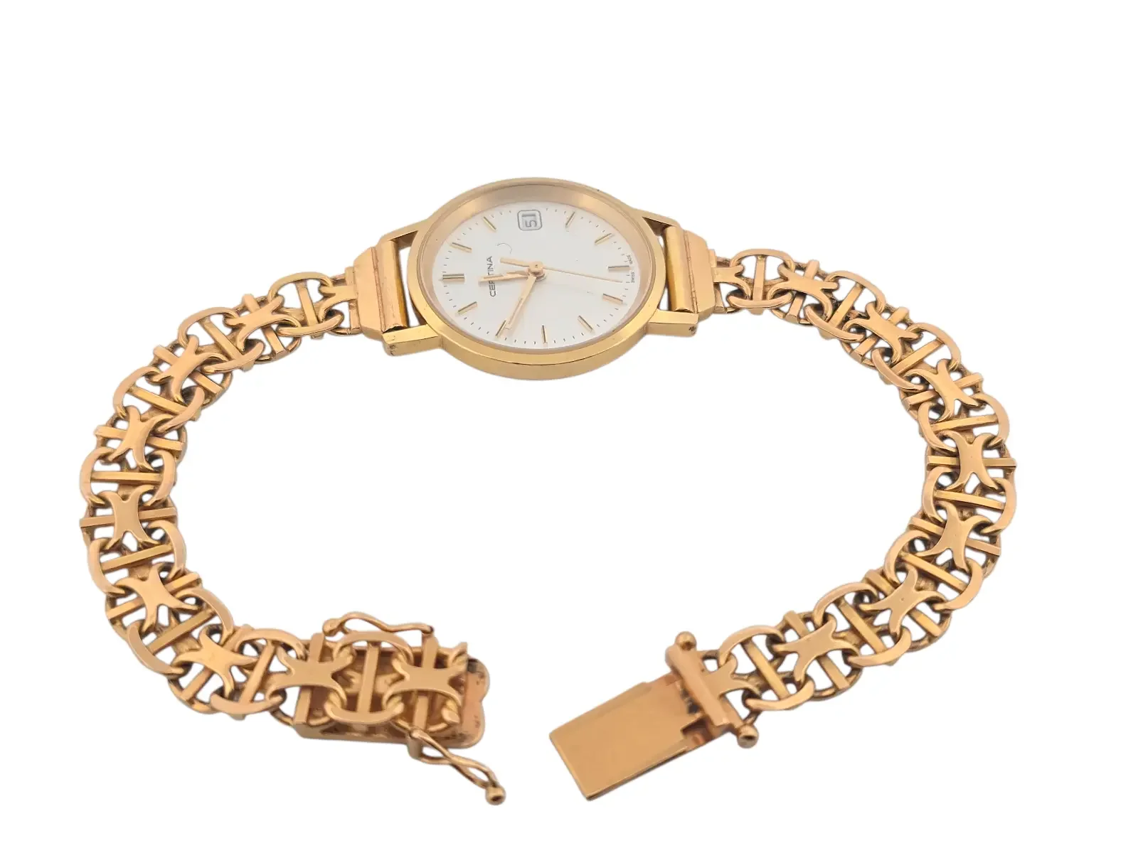 18k Certina klocka med x-länk armbandsur 27.0 gram — närbild