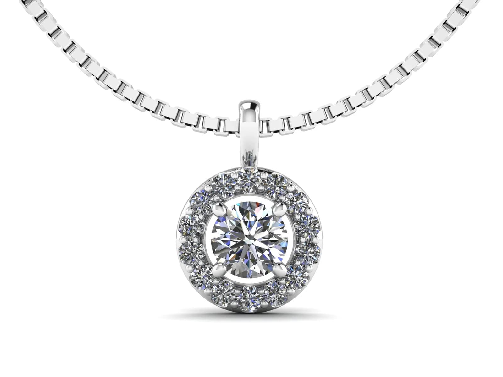Diamant hänge halo Stella 18k — i 18k Vitguld — med rundslipad (briljant) diamant — framifrån