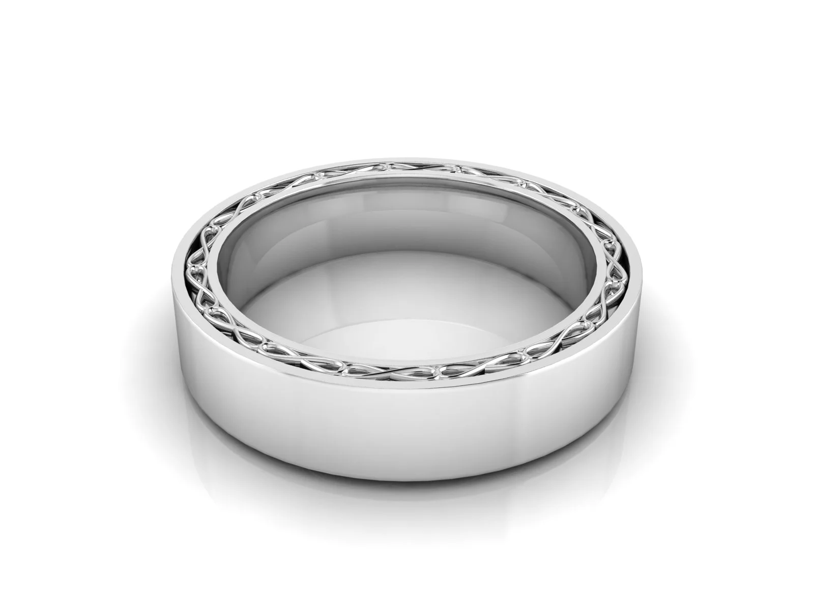 Slät ring Infinity — i 18k Vitguld — framifrån
