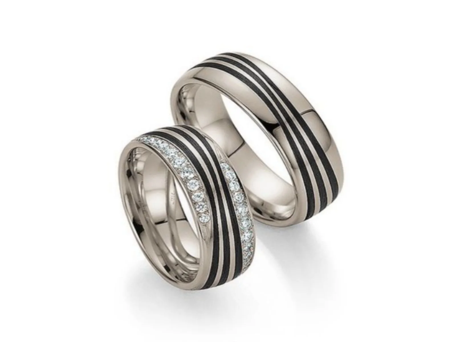 Vigselring ROYAL TREASURE Carbone — i 18k Vitguld — framifrån