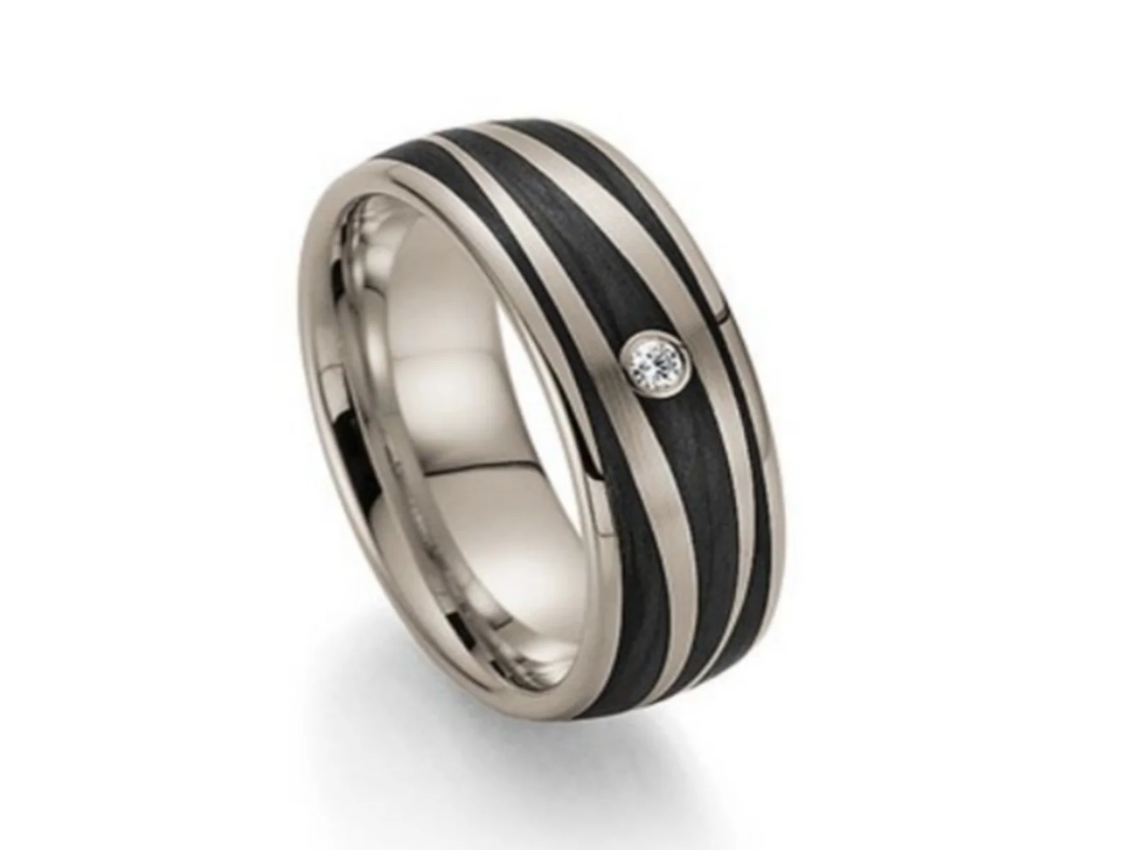 Vigselring SWEET TEMPER Carbone — i 18k Vitguld — framifrån
