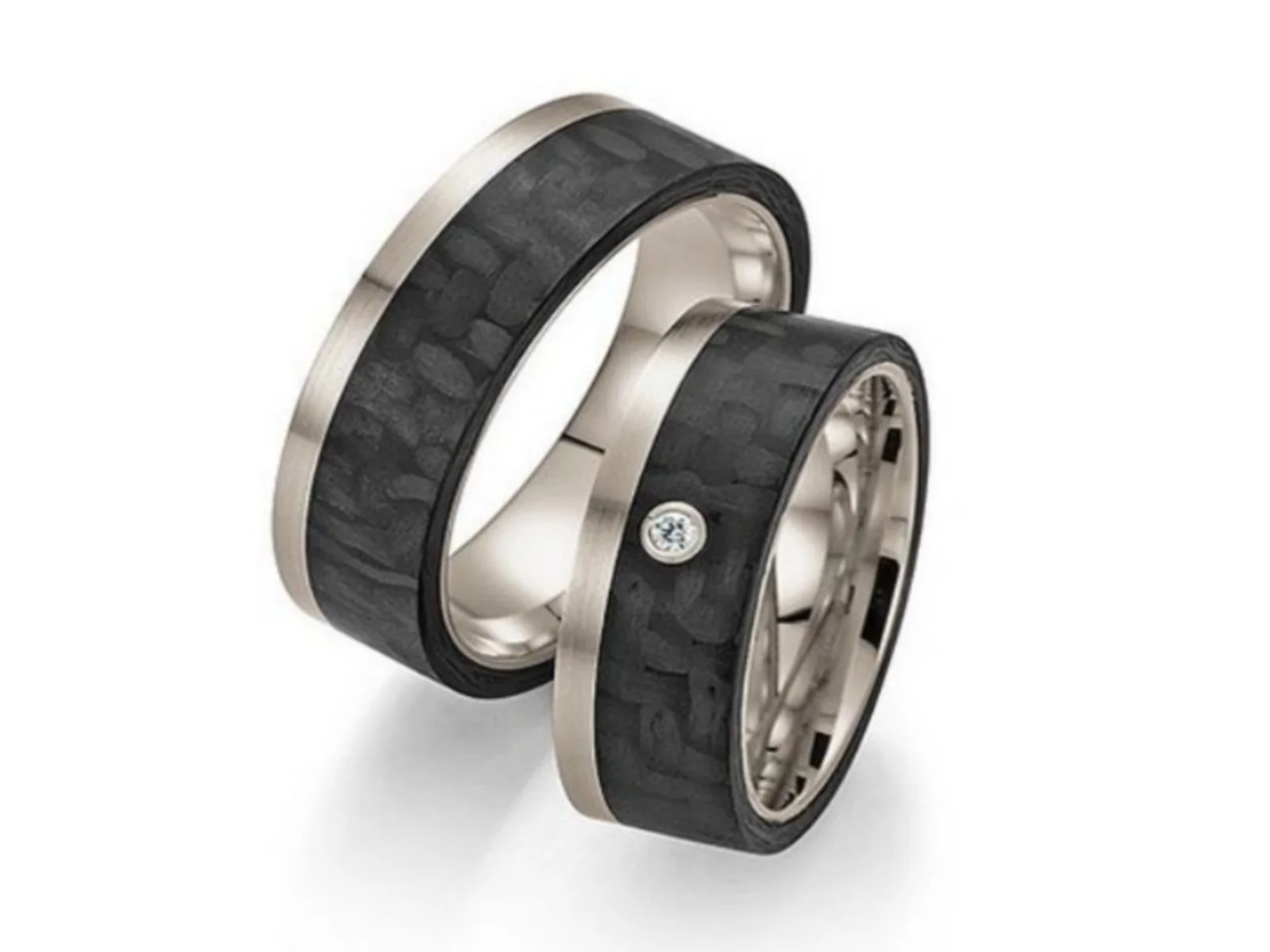Vigselring STATEMENT Carbone — i 18k Vitguld — från sidan