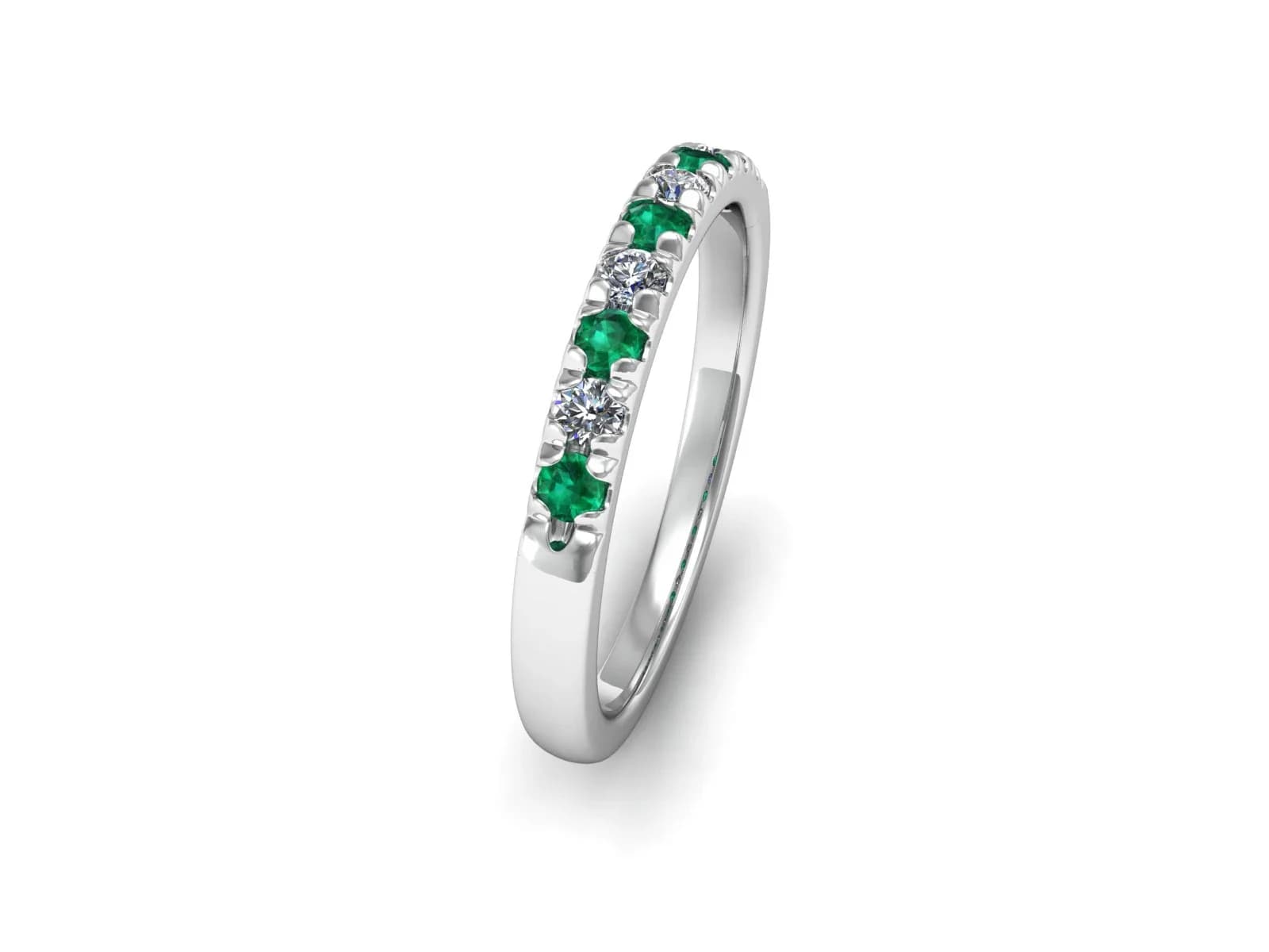 Diamantring ädelstensring Glimt diamant & smaragd 18k — från sidan