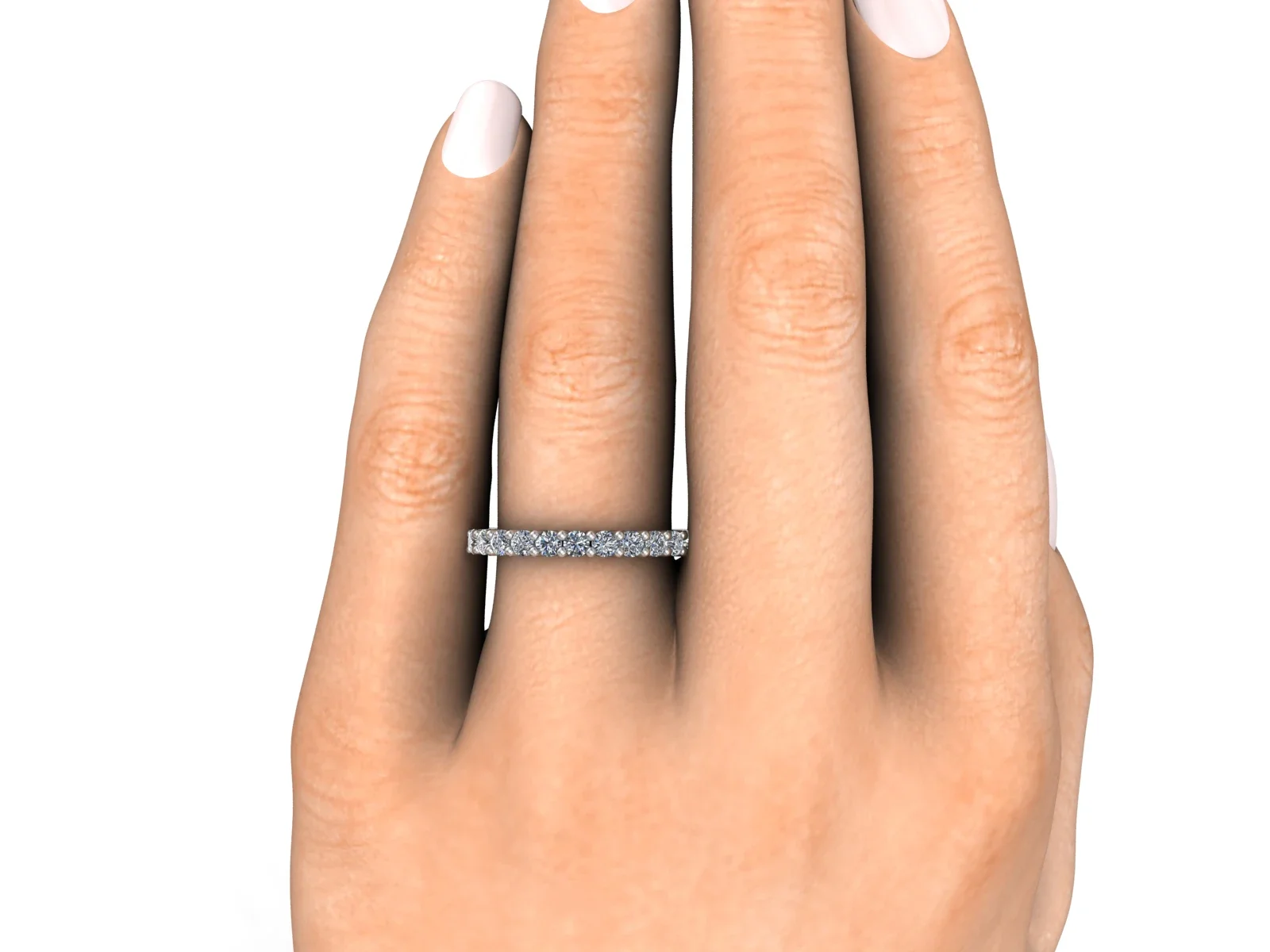 Diamantring allians Eternity5 18k — närbild