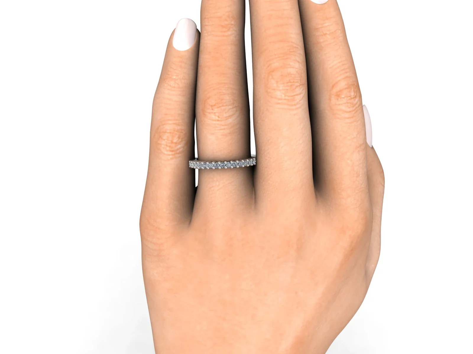 Diamantring allians Eternity2 18k — närbild