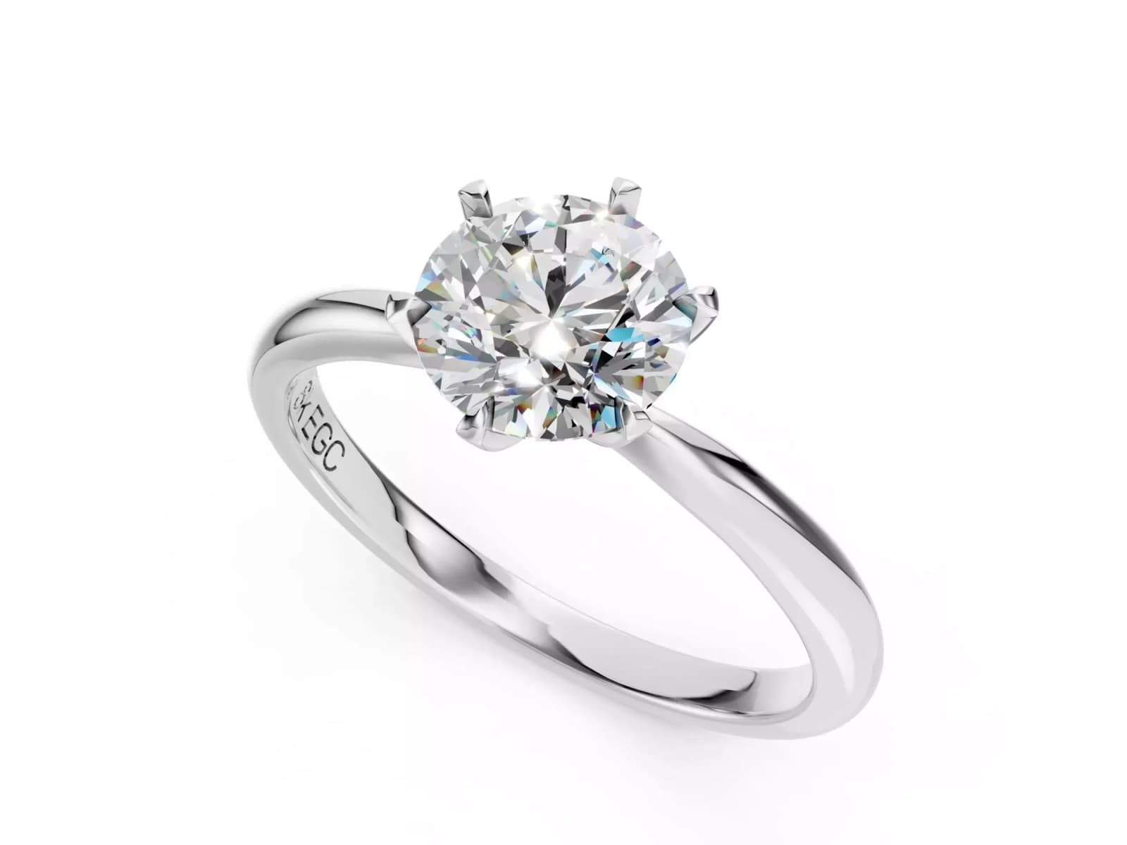Förlovningsring Bali — i 18k Vitguld — med rundslipad (briljant) diamant — framifrån