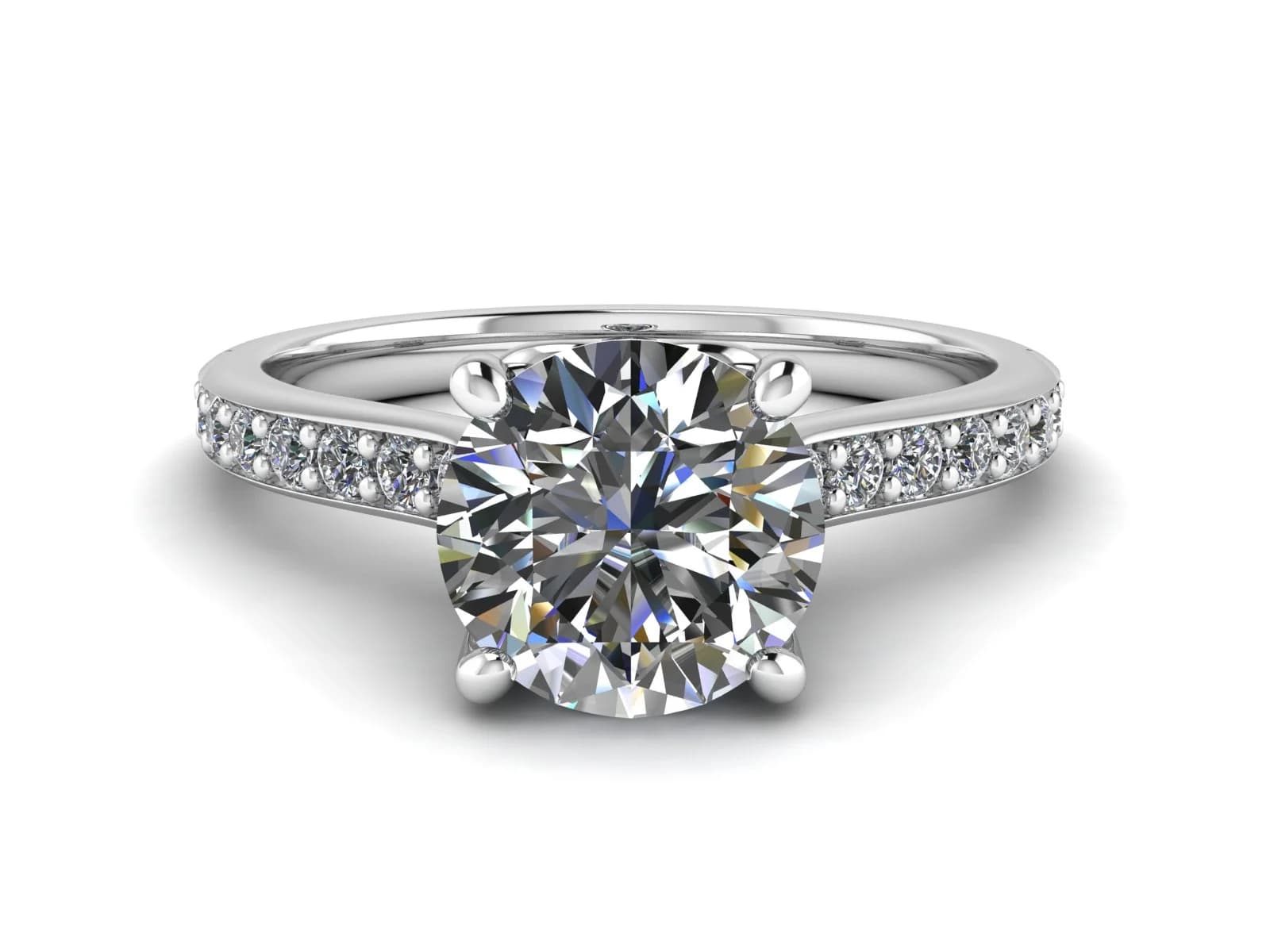 Förlovningsring Loving heart — i 18k Vitguld — med rundslipad (briljant) diamant — framifrån