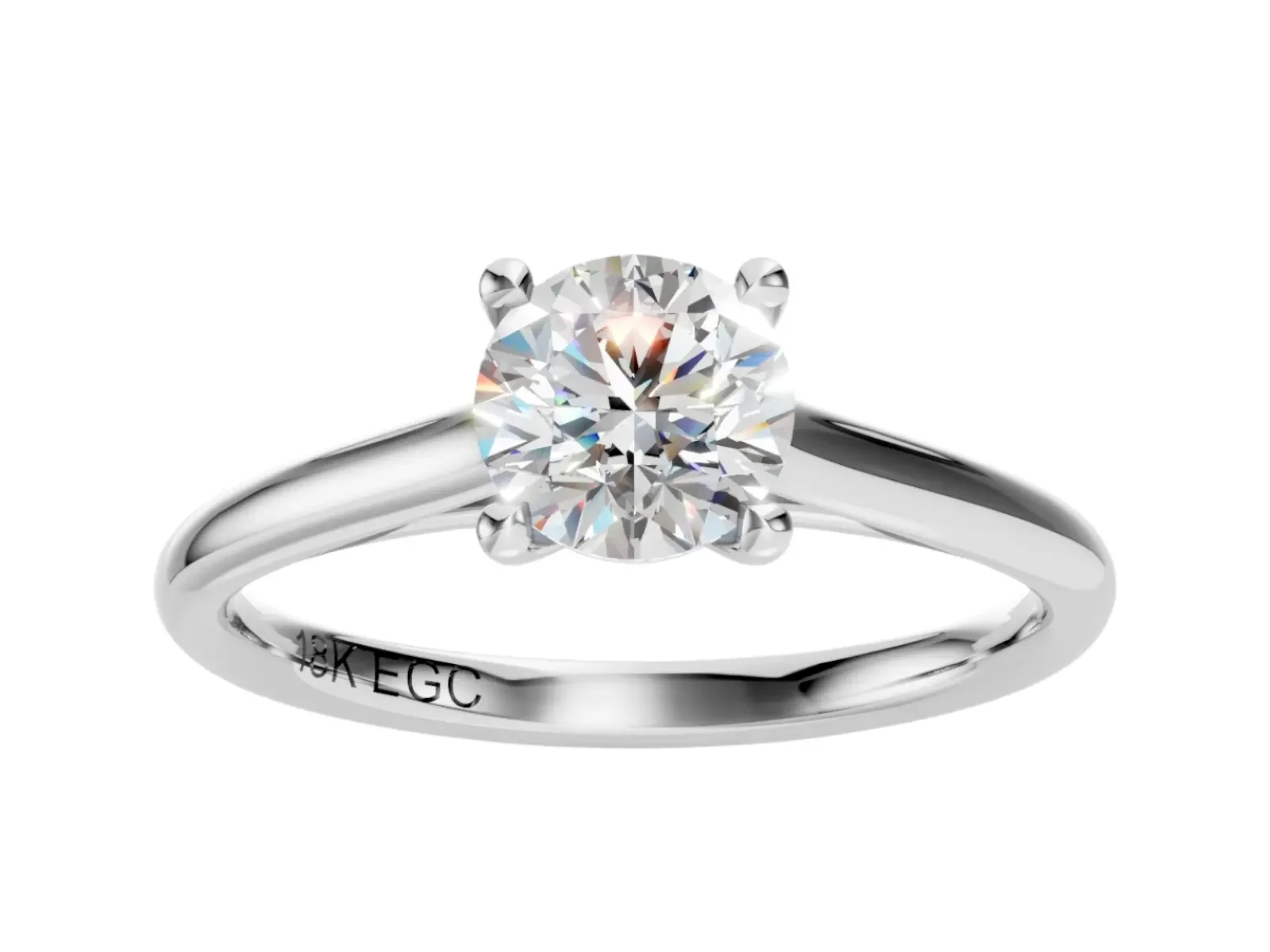 Förlovningsring Aria — i 18k Vitguld — med rundslipad (briljant) diamant — framifrån