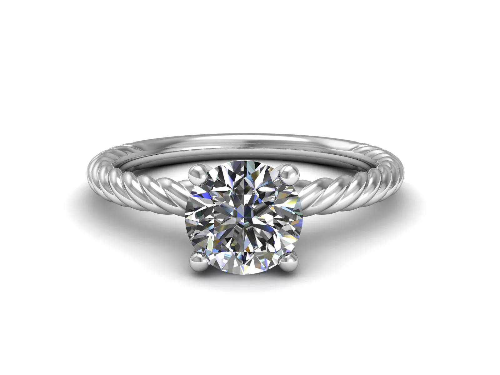 Förlovningsring Jennie — i 18k Vitguld — med rundslipad (briljant) diamant — framifrån