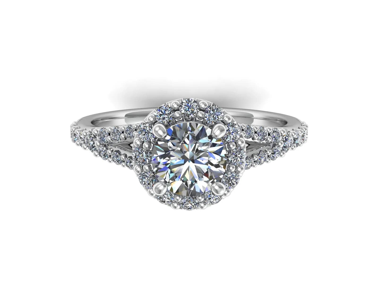Förlovningsring Stella — i 18k Vitguld — med rundslipad (briljant) diamant — framifrån