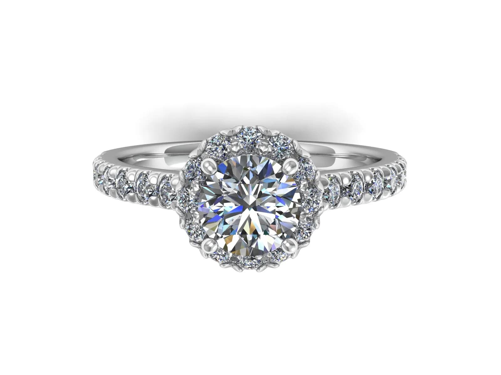 Förlovningsring Emma Elegant — i 18k Vitguld — med rundslipad (briljant) diamant — framifrån