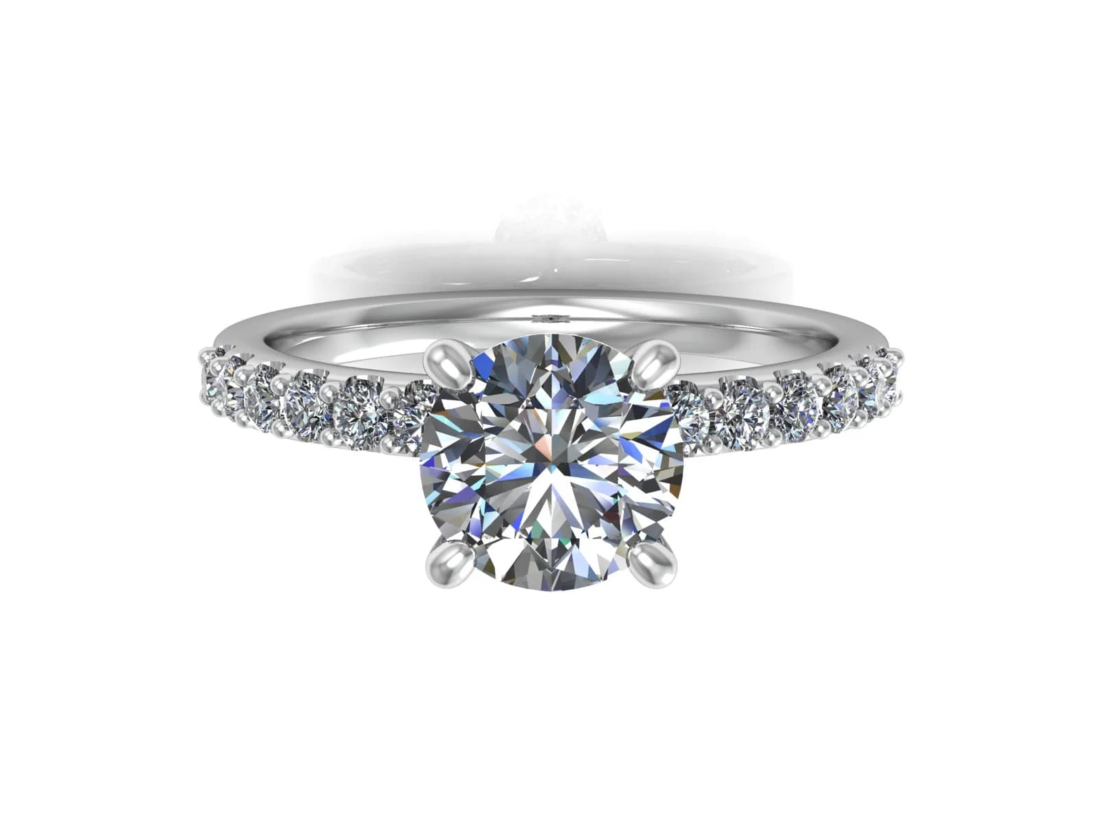 Förlovningsring Luna Elegant — i 18k Vitguld — med rundslipad (briljant) diamant — framifrån