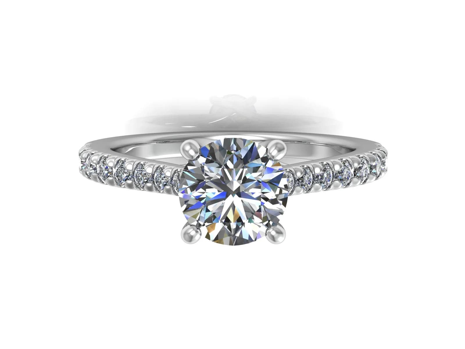Förlovningsring Sandra Elegant — i 18k Vitguld — med rundslipad (briljant) diamant — framifrån