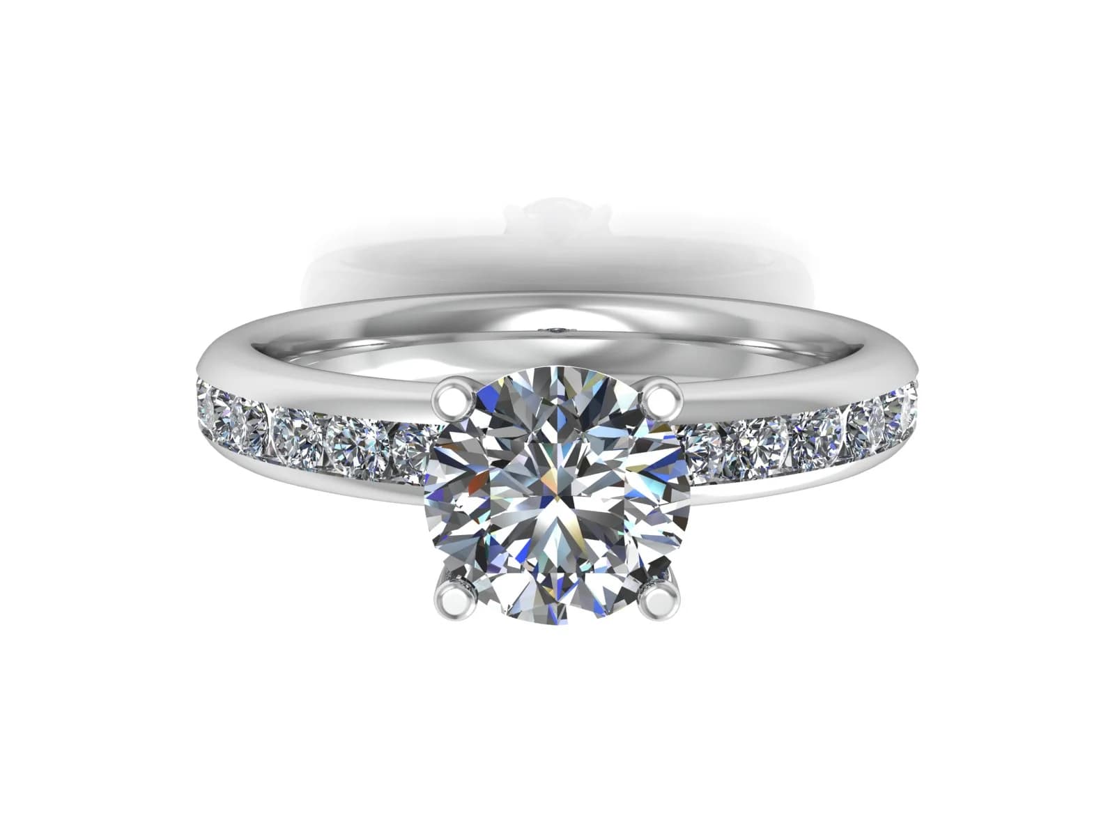 Förlovningsring Diana — i 18k Vitguld — med rundslipad (briljant) diamant — framifrån