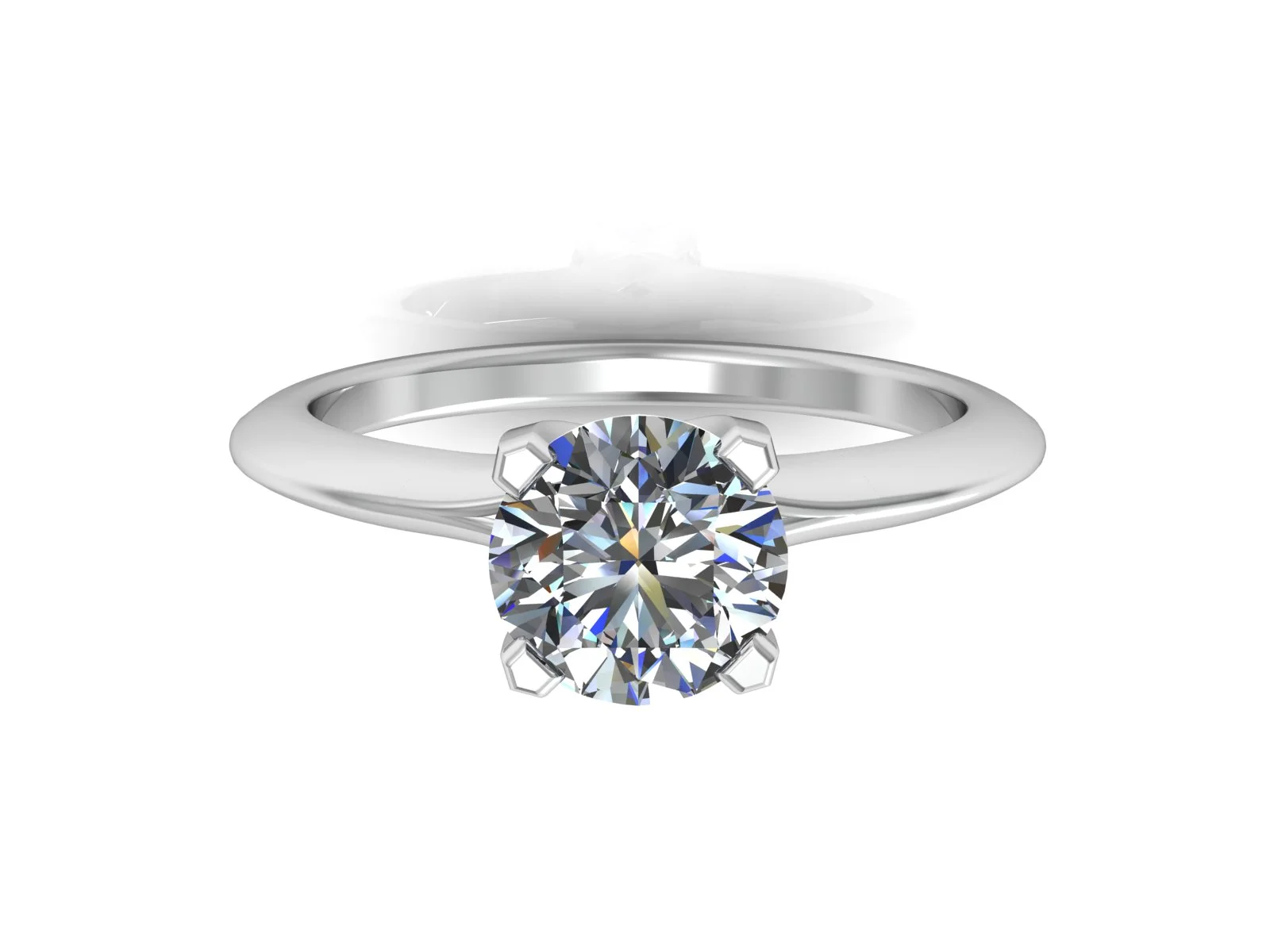 Förlovningsring Claudia — i 18k Vitguld — med rundslipad (briljant) diamant — framifrån