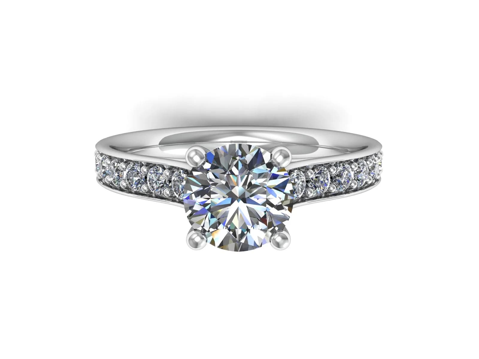 Förlovningsring Maui — i 18k Vitguld — med rundslipad (briljant) diamant — framifrån