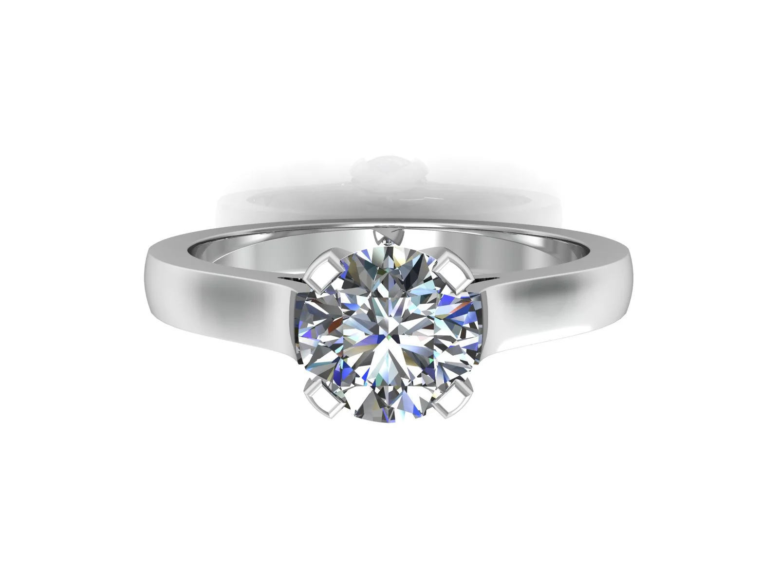 Förlovningsring Sansa — i 18k Vitguld — med rundslipad (briljant) diamant — framifrån