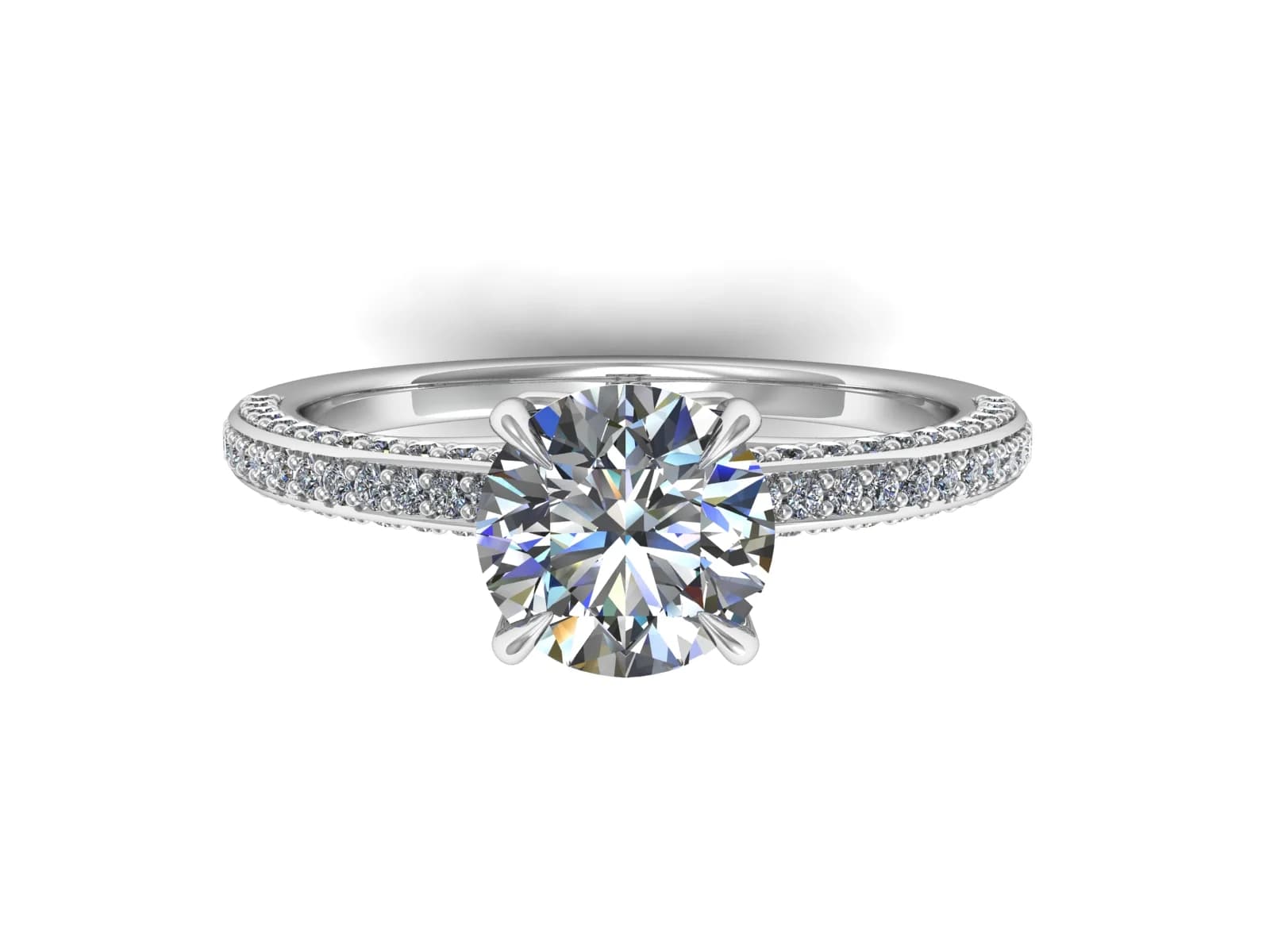 Förlovningsring Emily — i 18k Vitguld — med rundslipad (briljant) diamant — framifrån