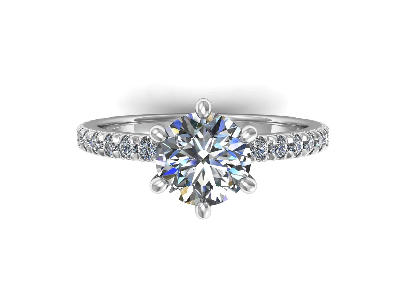 Förlovningsring Mina Elegant — i 18k Vitguld — med rundslipad (briljant) diamant — framifrån
