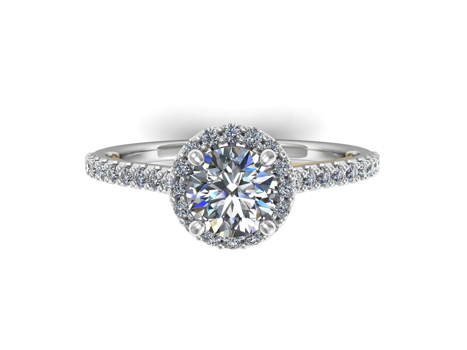 Förlovningsring Love story — i 18k Vitguld — med rundslipad (briljant) diamant — framifrån