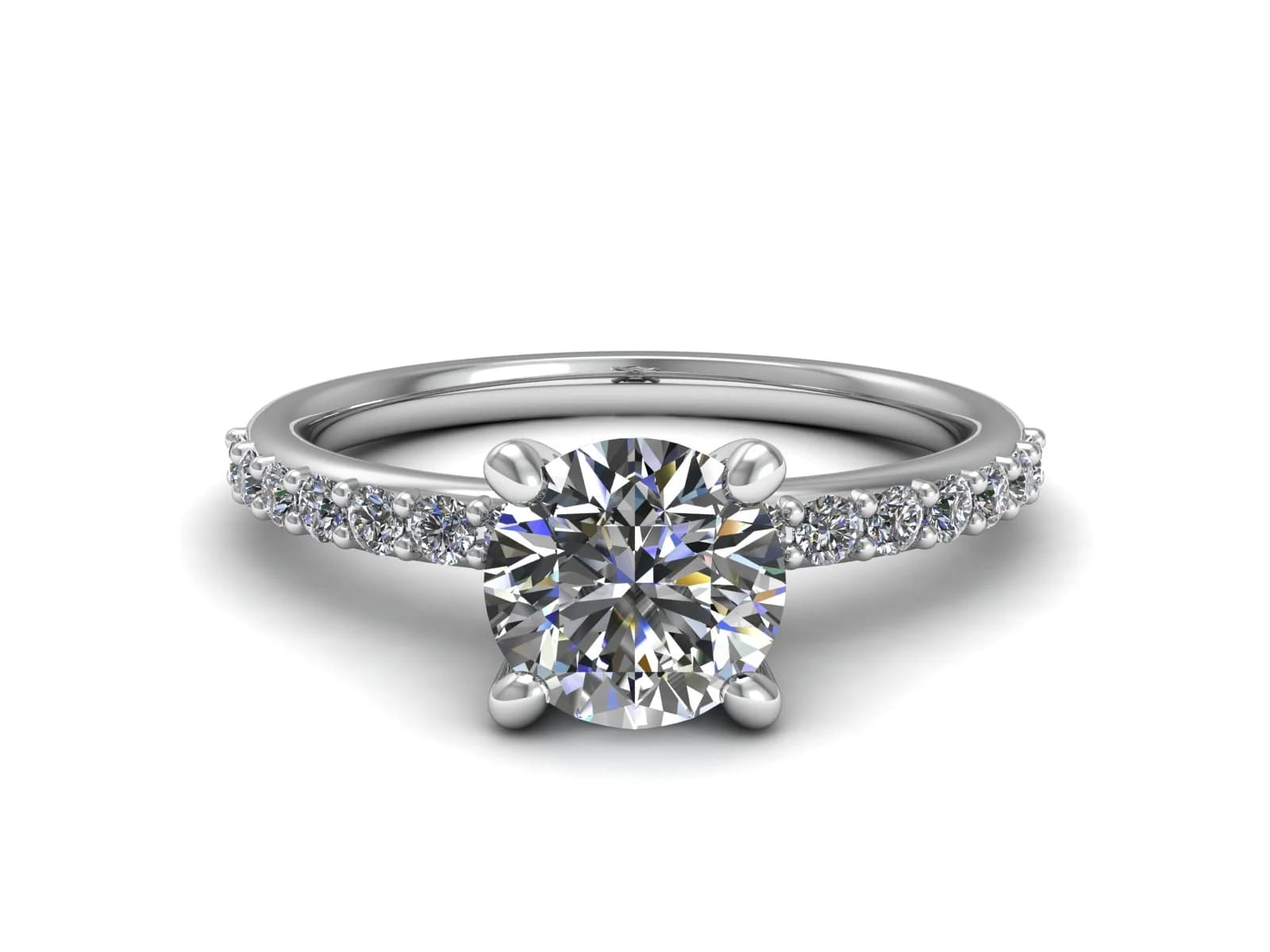 Förlovningsring Lia Elegant — i 18k Vitguld — med rundslipad (briljant) diamant — framifrån